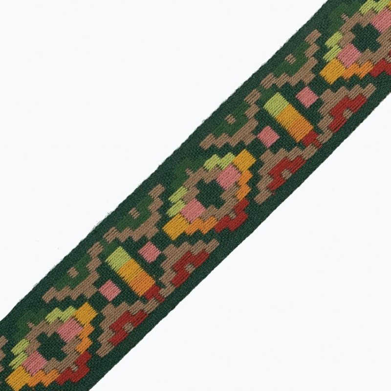 Jacquard | Green Multicolor Geometric Jacquard Ribbon – 1" Jacquard Jacquard