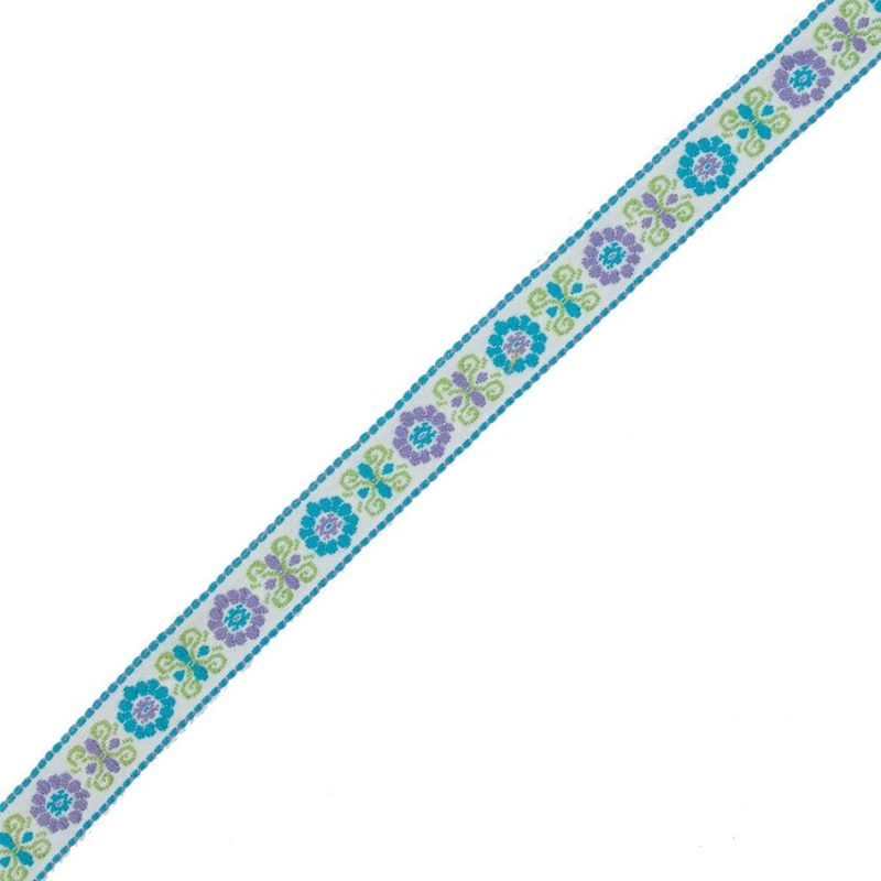 Jacquard | Green, Purple And Blue Floral German Jacquard Ribbon – 0.75" Jacquard Jacquard