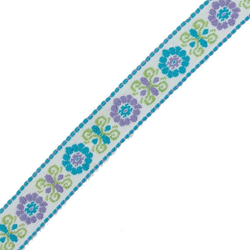 Jacquard | Green, Purple And Blue Floral German Jacquard Ribbon – 0.75" Jacquard Jacquard