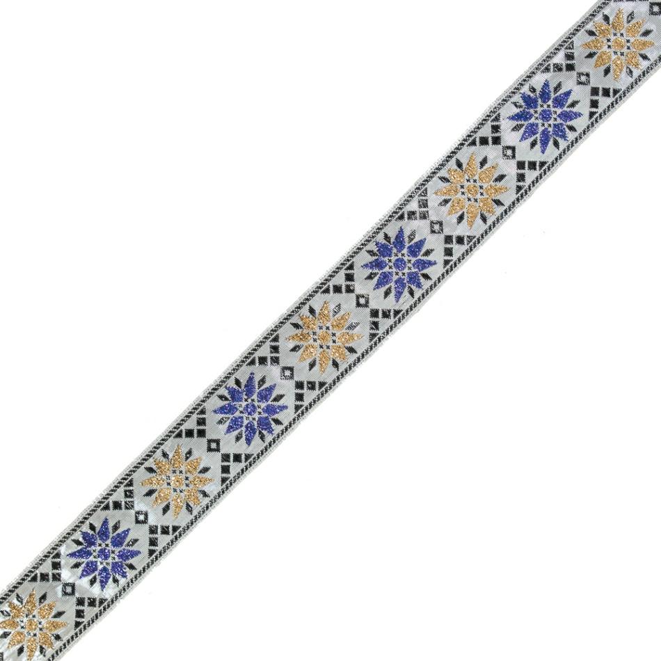 Jacquard | Metallic Purple And Gold Geometric Jacquard Ribbon – 1.5" Jacquard Jacquard