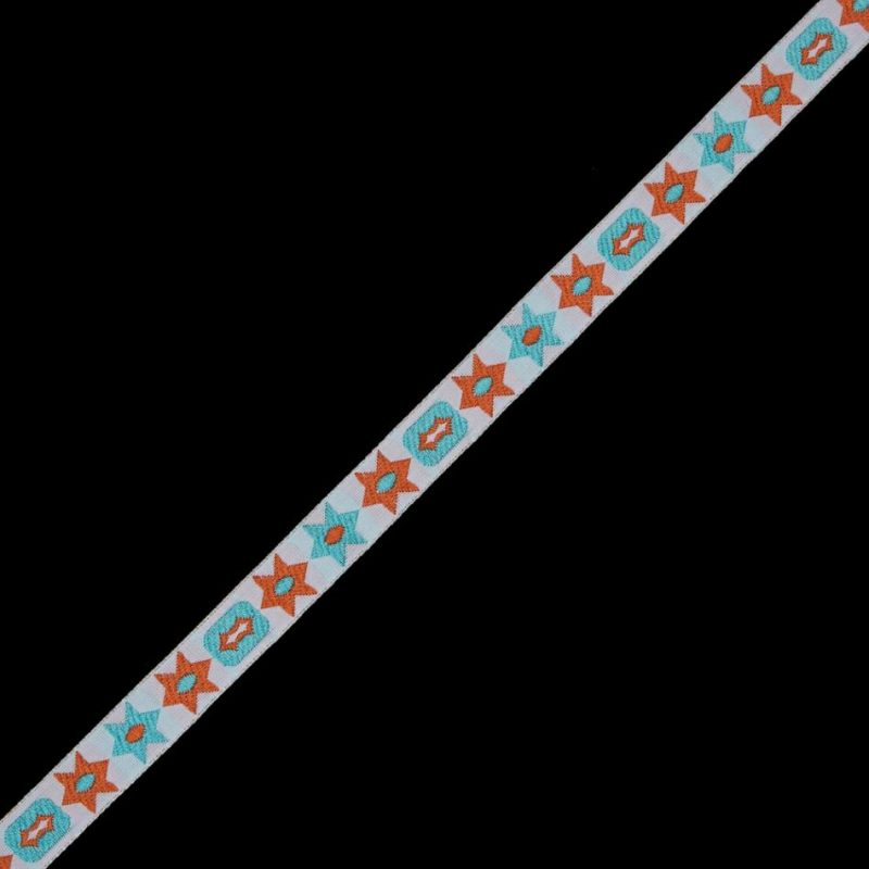 Jacquard | Orange And Blue Geometric Jacquard Ribbon – 0.5" Jacquard Jacquard