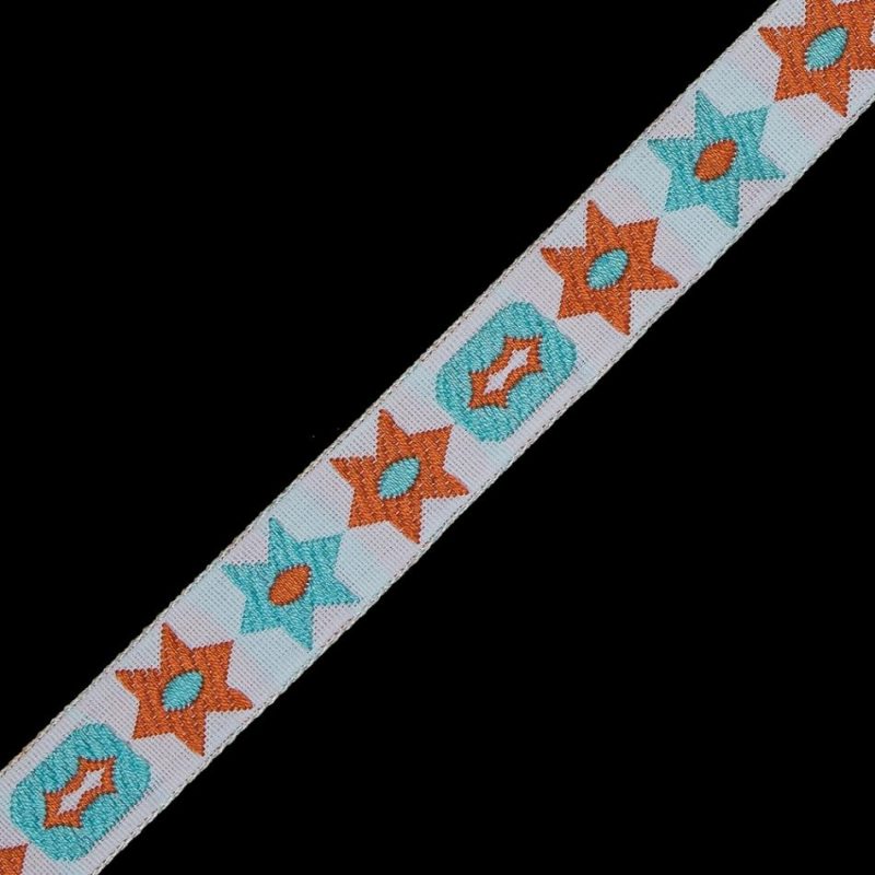 Jacquard | Orange And Blue Geometric Jacquard Ribbon – 0.5" Jacquard Jacquard