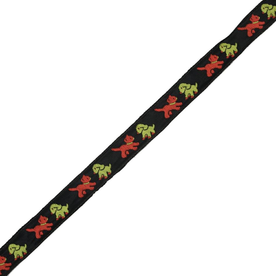 Jacquard | Orange, Lime And Black Cat And Dog Jacquard Ribbon – 0.625" Jacquard Jacquard