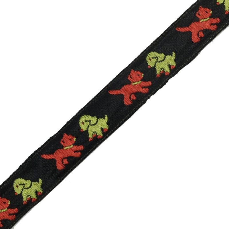 Jacquard | Orange, Lime And Black Cat And Dog Jacquard Ribbon – 0.625" Jacquard Jacquard