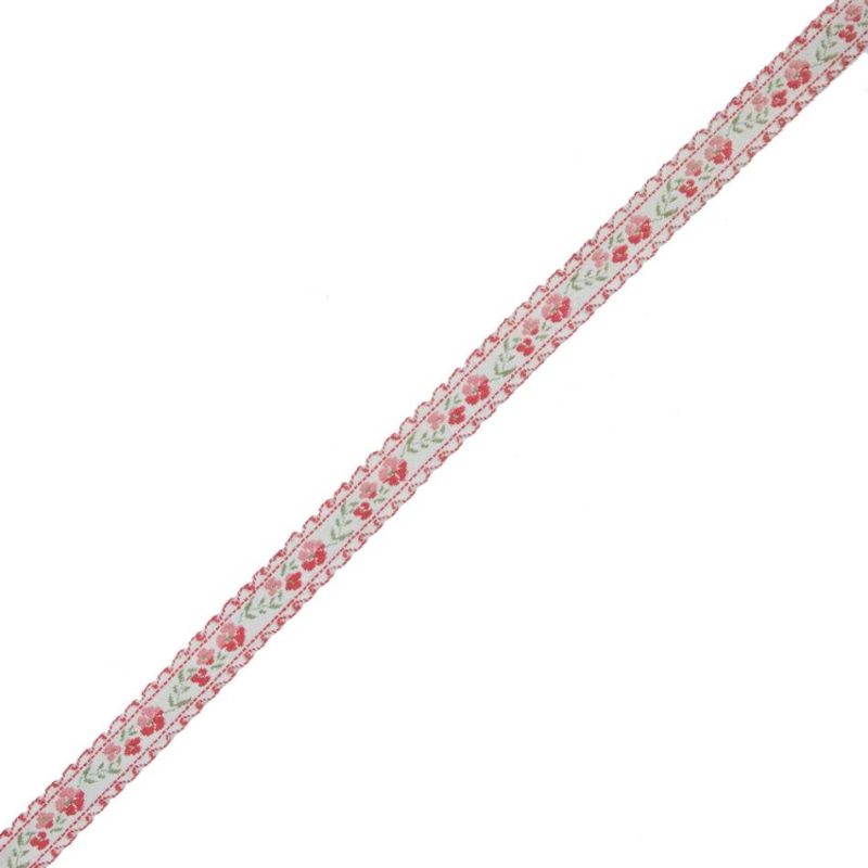 Jacquard | Pink Floral German Jacquard Ribbon – 0.5" Jacquard Jacquard