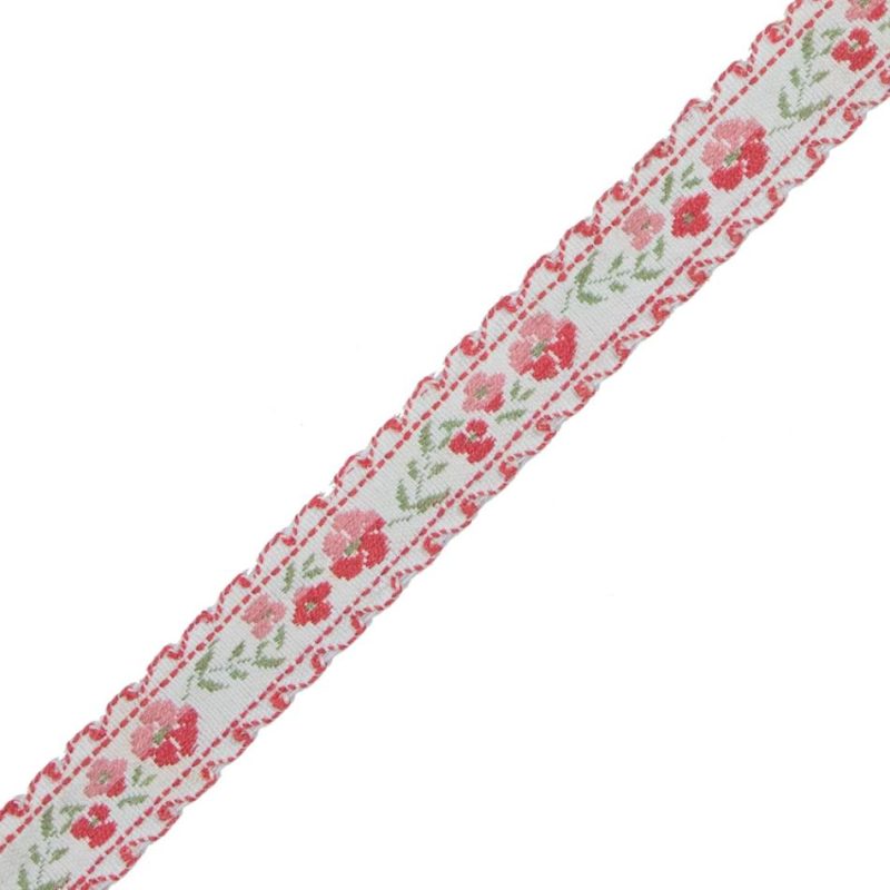 Jacquard | Pink Floral German Jacquard Ribbon – 0.5" Jacquard Jacquard