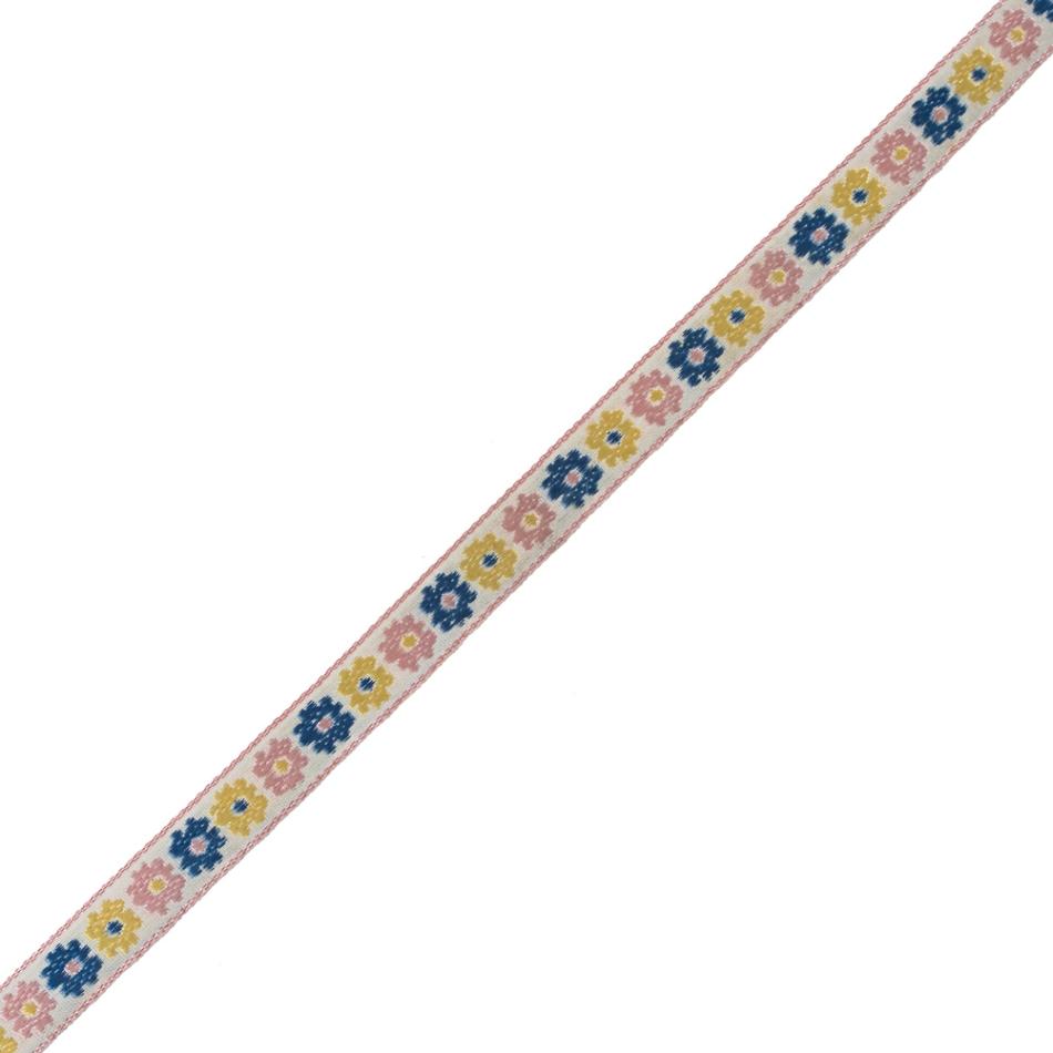 Jacquard | Pink, Yellow And Blue Floral Embroidered Ribbon – 0.5" Jacquard Jacquard