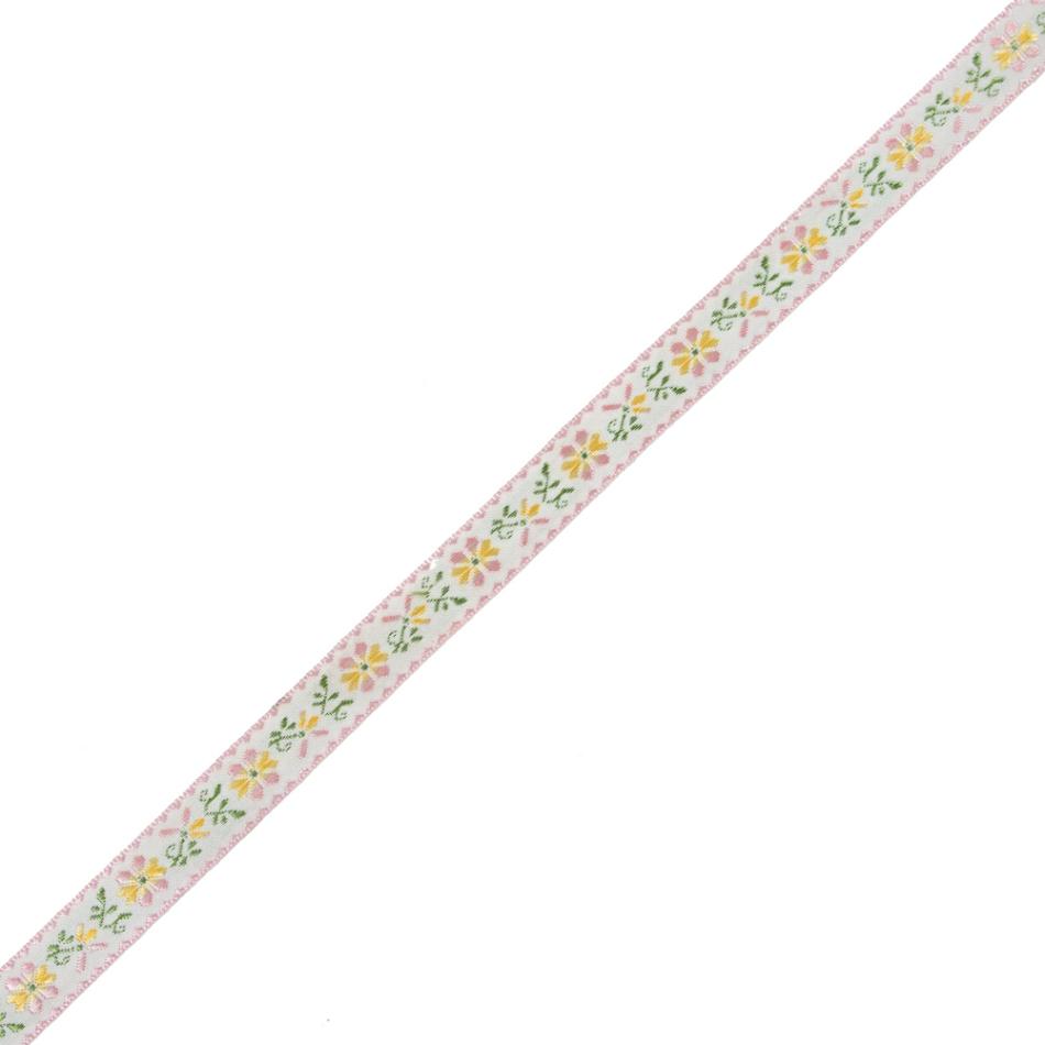 Jacquard | Pink, Yellow And Green Floral German Jacquard Ribbon – 0.625" Jacquard Jacquard