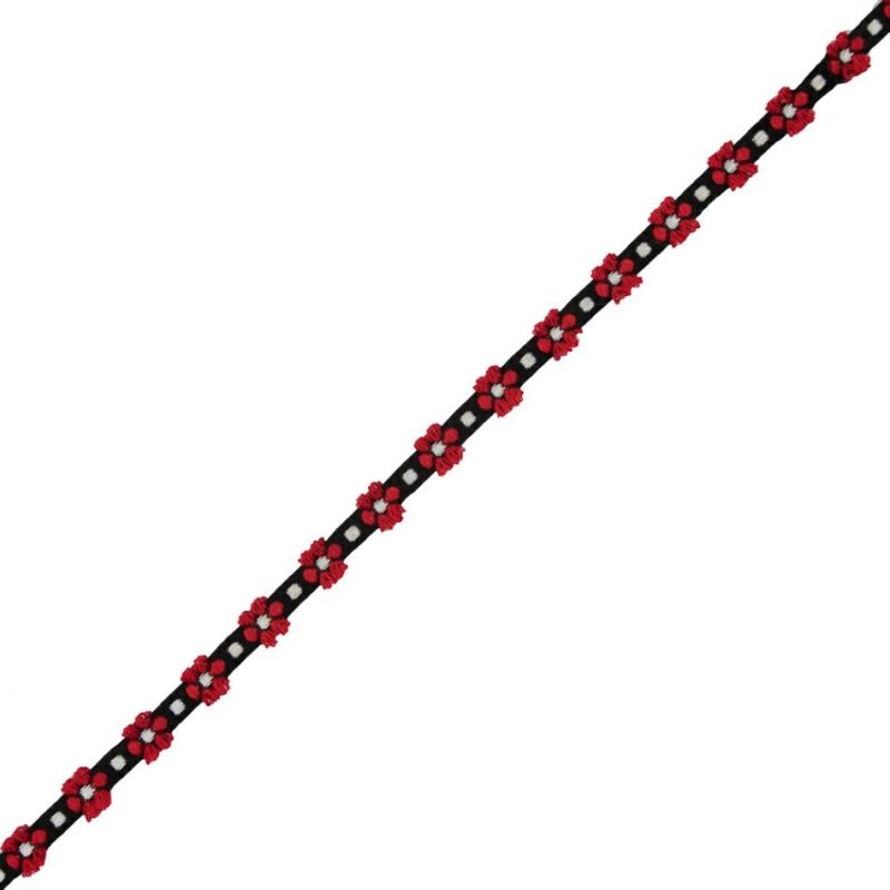 Jacquard | Red And Black Cotton Floral Trim – 0.375" Jacquard Jacquard