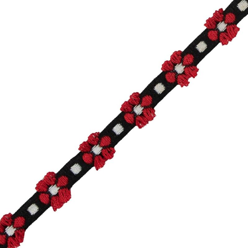 Jacquard | Red And Black Cotton Floral Trim – 0.375" Jacquard Jacquard