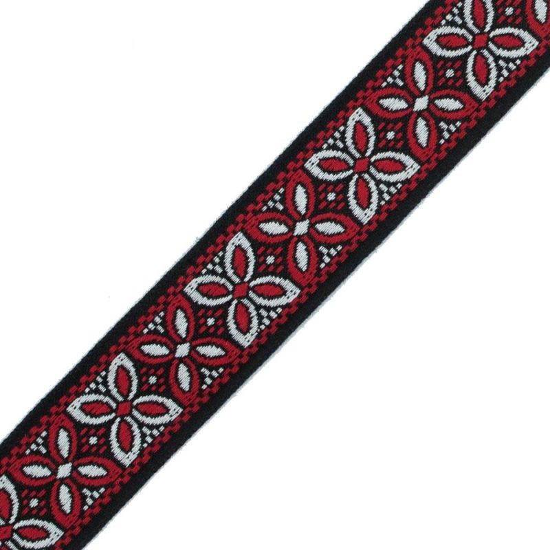 Jacquard | Red And Black German Jacquard Ribbon – 1.375" Jacquard Jacquard