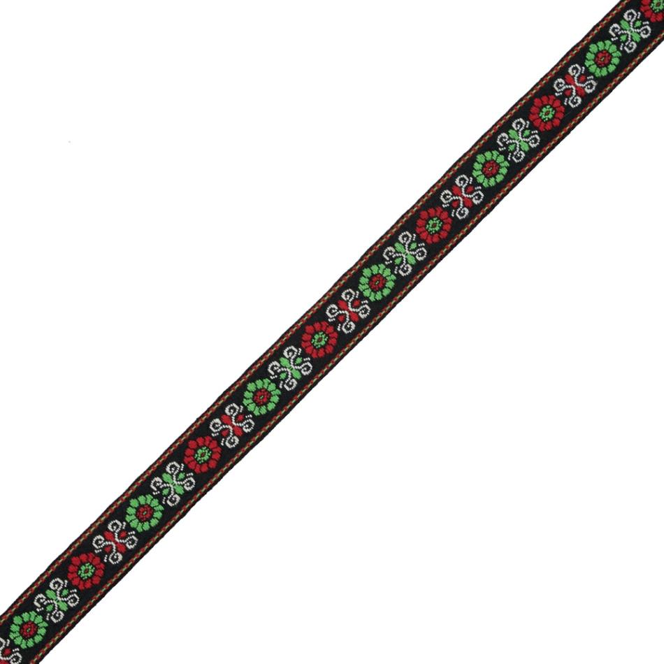 Jacquard | Red And Green Floral German Jacquard Ribbon – 0.75" Jacquard Jacquard