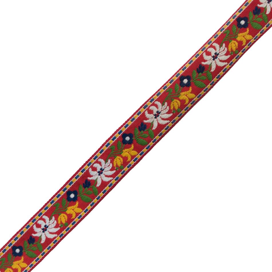 Jacquard | Red And Yellow Floral German Jacquard Ribbon – 1.25" Jacquard Jacquard