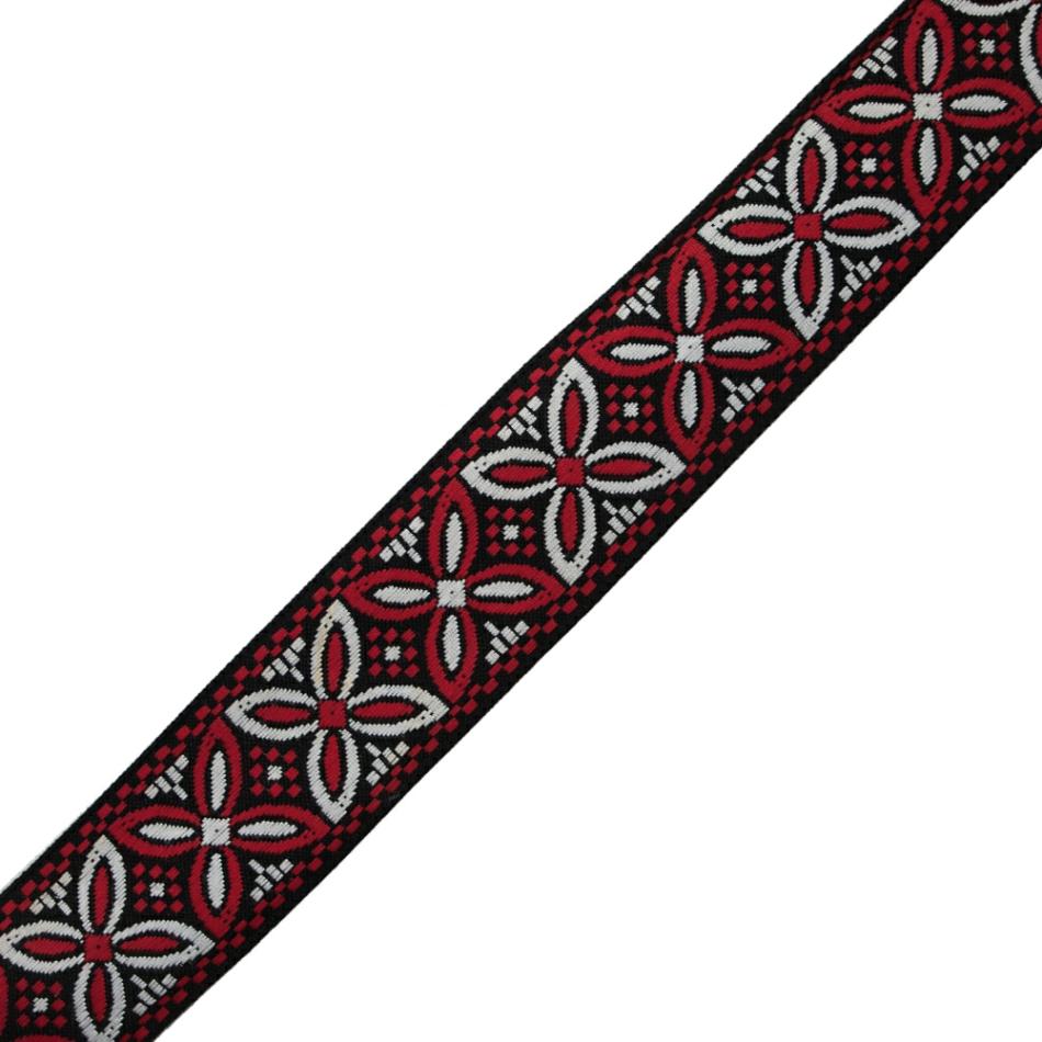 Jacquard | Red, Black And White German Jacquard Ribbon – 2" Jacquard Jacquard