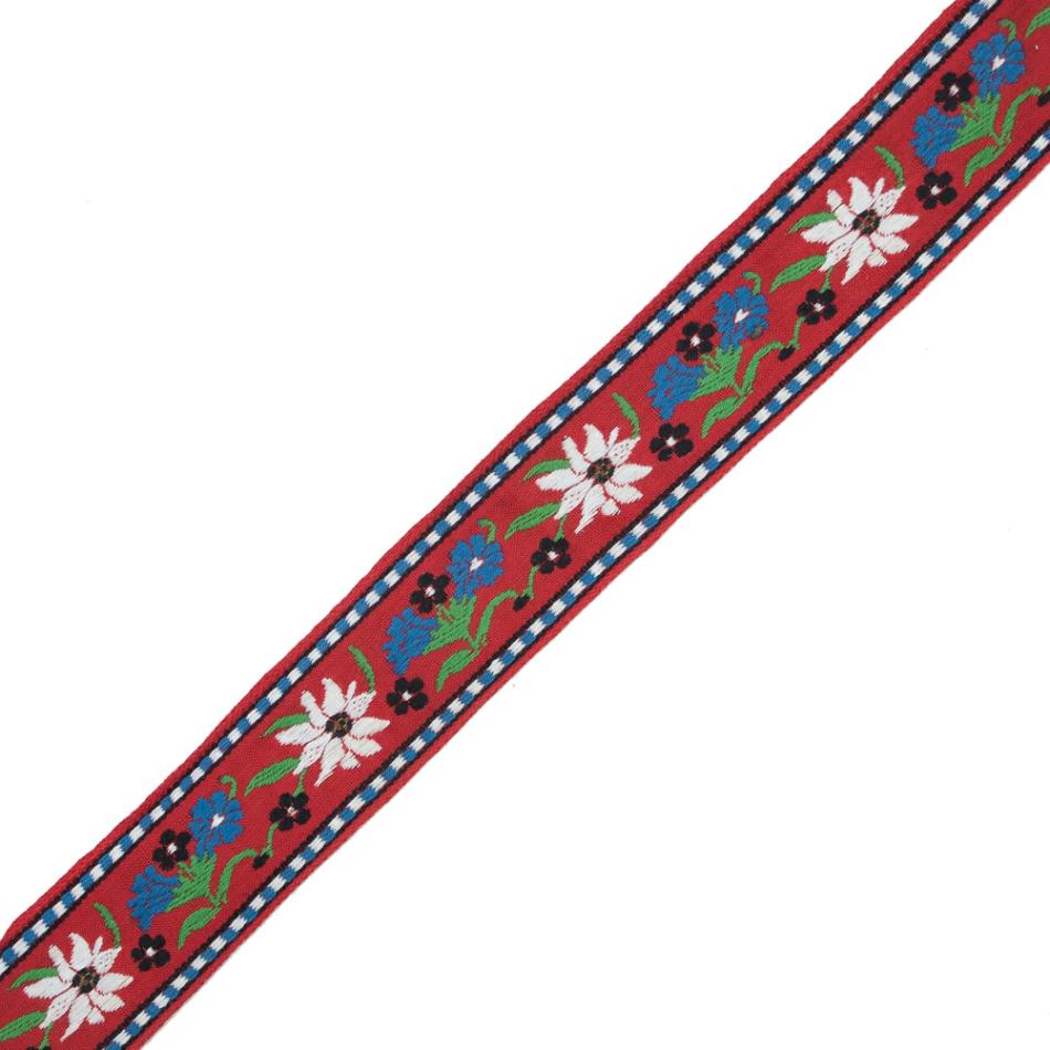 Jacquard | Red, Blue And Green Floral Jacquard Ribbon – 1.625" Jacquard Jacquard