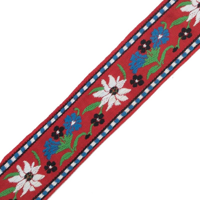 Jacquard | Red, Blue And Green Floral Jacquard Ribbon – 1.625" Jacquard Jacquard