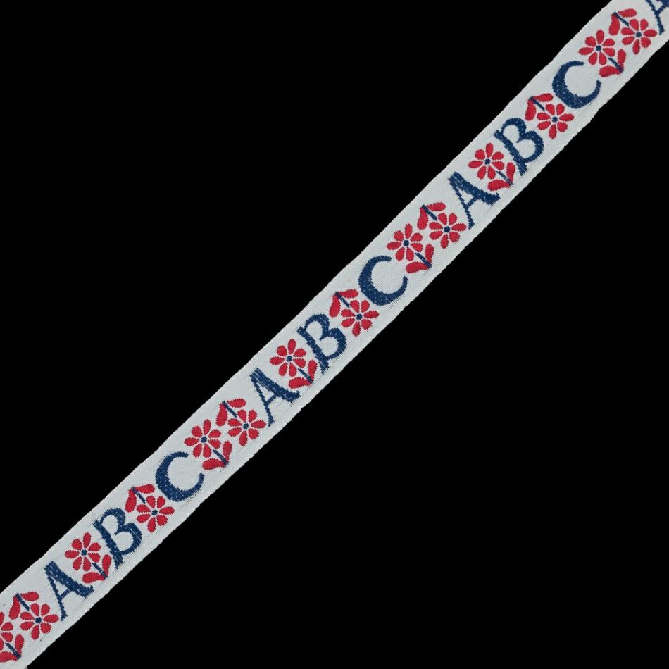 Jacquard | Red, White And Blue Abc Jacquard Ribbon – 1" Jacquard Jacquard