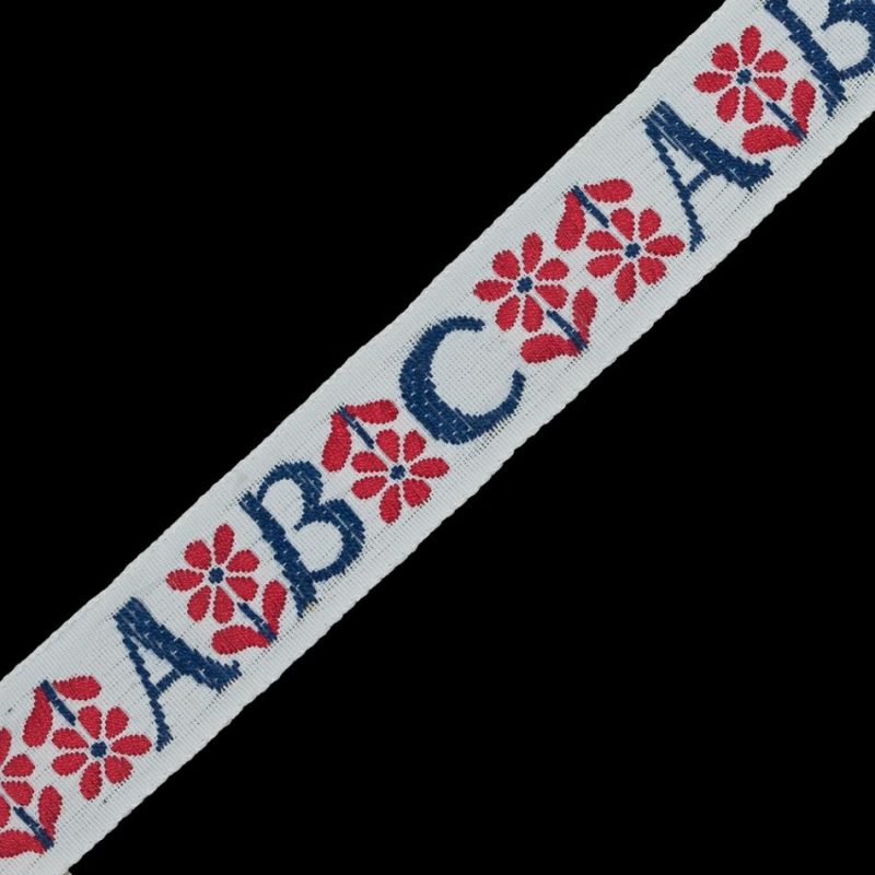 Jacquard | Red, White And Blue Abc Jacquard Ribbon – 1" Jacquard Jacquard