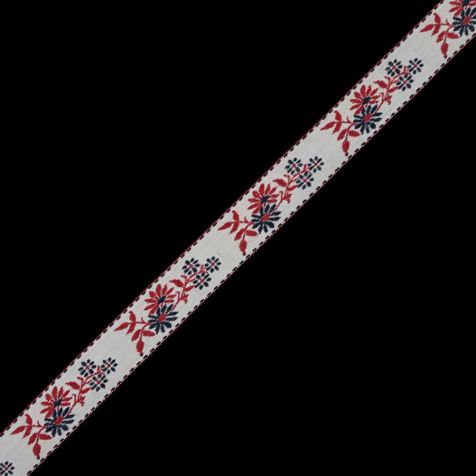 Jacquard | Red, White And Blue Floral German Jacquard Ribbon – 0.875" Jacquard Jacquard