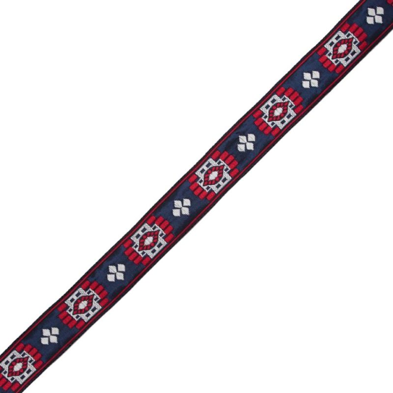 Jacquard | Red, White And Blue Geometric German Jacquard Ribbon – 1" Jacquard Jacquard