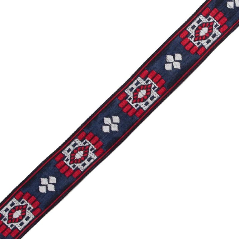 Jacquard | Red, White And Blue Geometric German Jacquard Ribbon – 1" Jacquard Jacquard