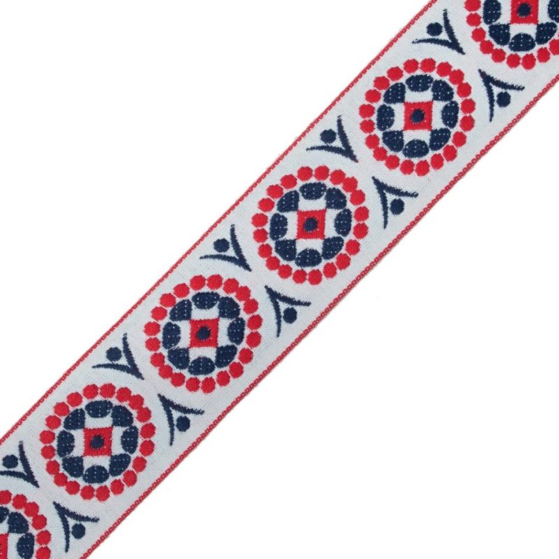 Jacquard | Red, White And Blue Geometric Jacquard Ribbon – 2" Jacquard Jacquard