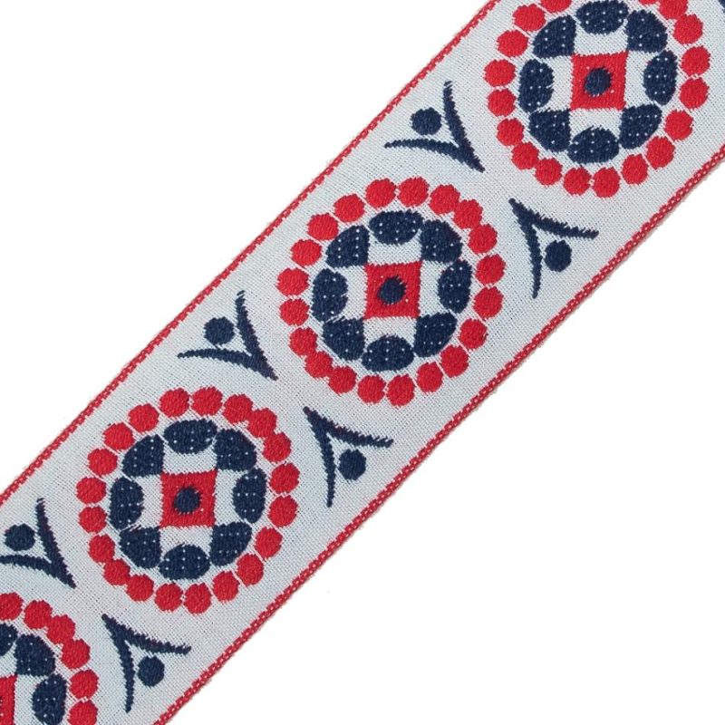 Jacquard | Red, White And Blue Geometric Jacquard Ribbon – 2" Jacquard Jacquard