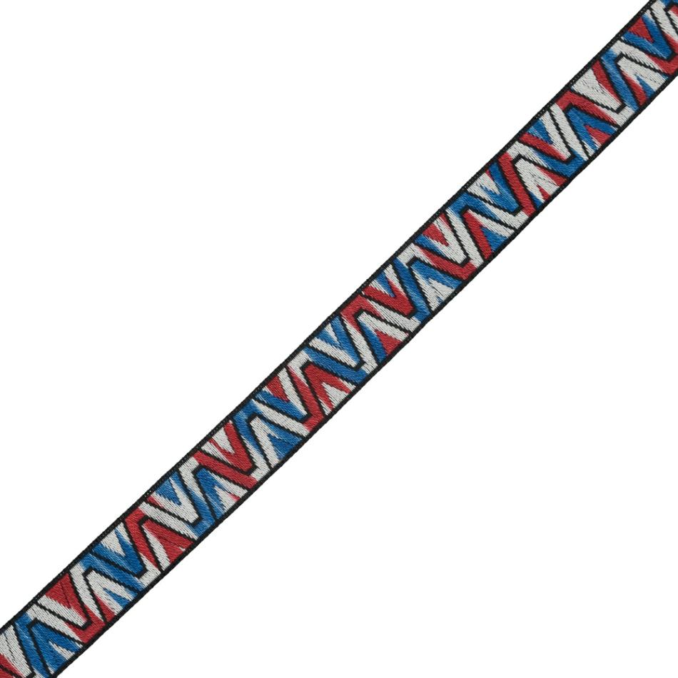 Jacquard | Red, White And Blue Zig Zag German Jacquard Ribbon – 0.875" Jacquard Classic Blue