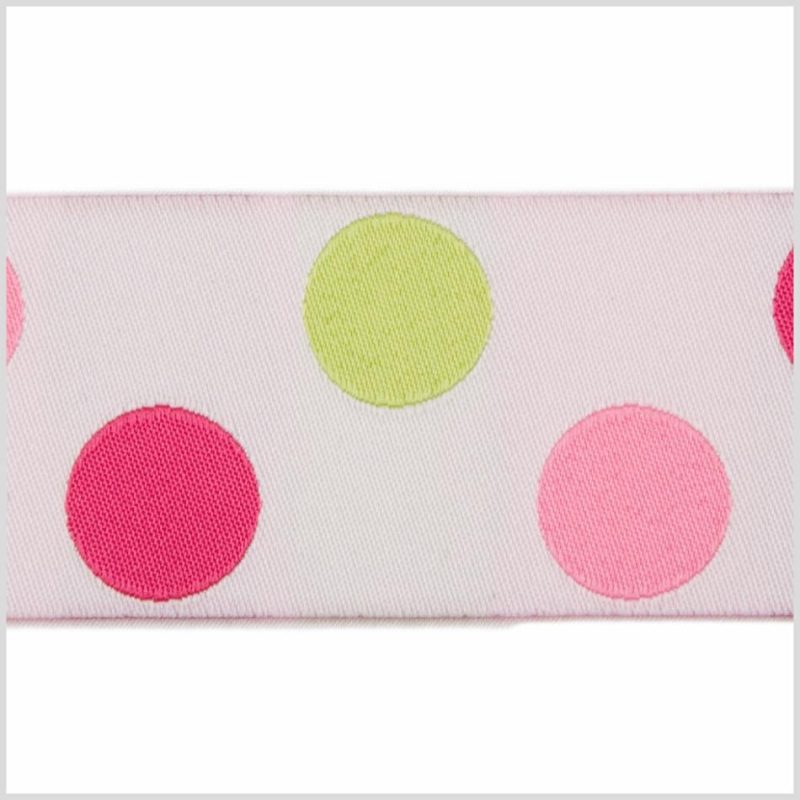 Jacquard | White/Fuchsia/Green/Pink French Jacquard Ribbon Jacquard Jacquard