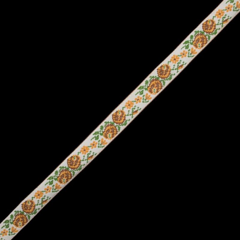 Jacquard | Yellow, Beige And Green Floral German Jacquard Ribbon – 0.75" Jacquard Jacquard