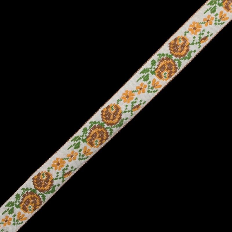 Jacquard | Yellow, Beige And Green Floral German Jacquard Ribbon – 0.75" Jacquard Jacquard