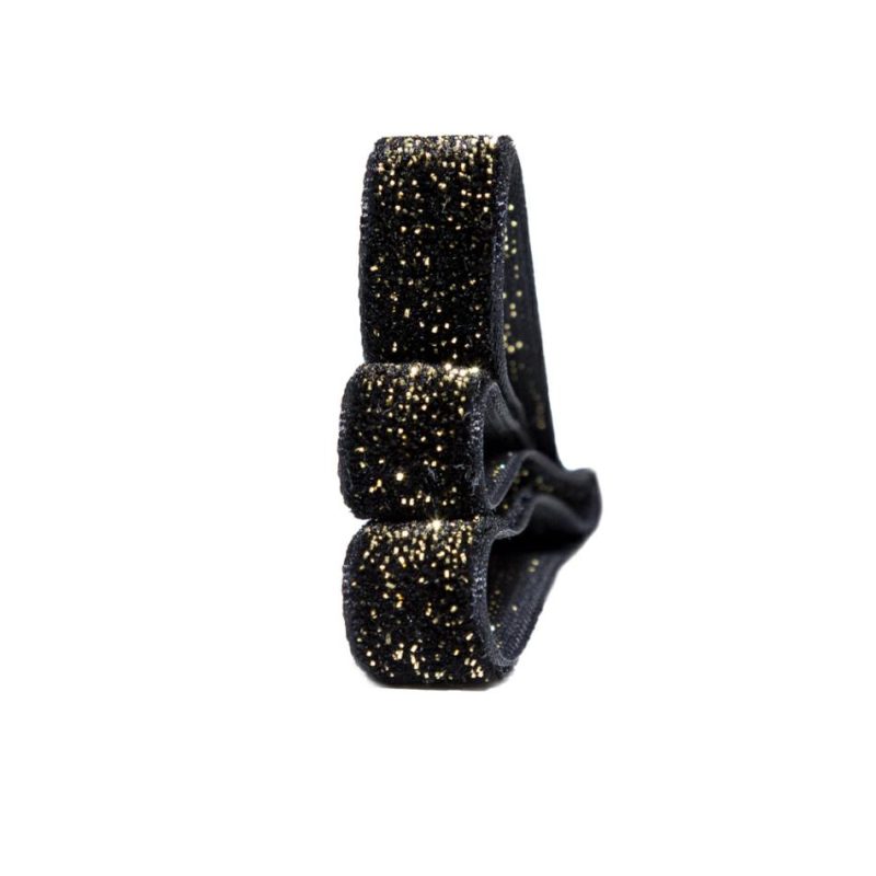 Metallic | Black And Gold Glitter Velvet Ribbon – 0.375" Metallic Black,Gold