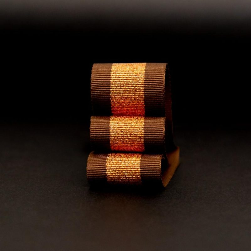 Metallic | Metallic Copper And Brown Striped Grosgrain Ribbon – 1" Grosgrain Copper,Brown