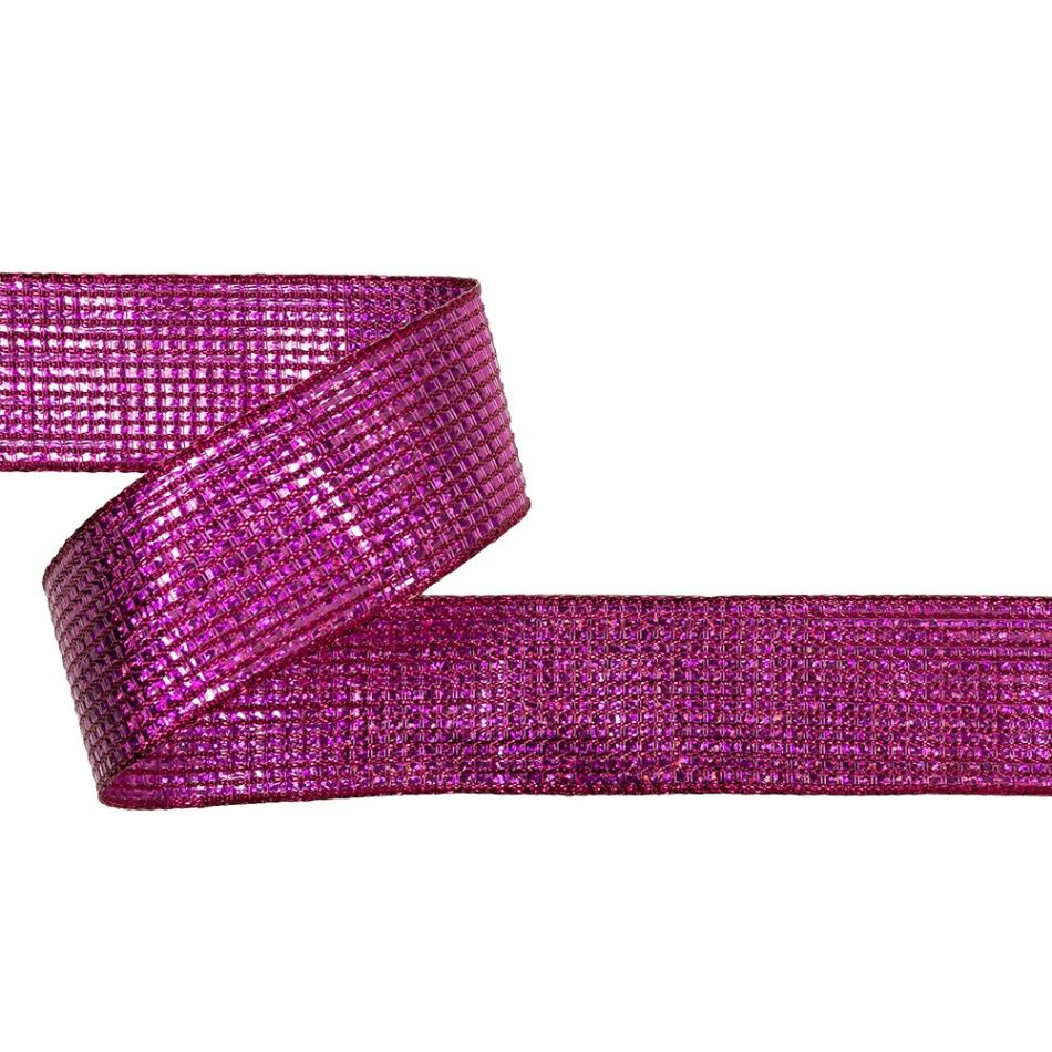 Metallic | Metallic Fuchsia Iridescent Wire Edged Ribbon – 1.5" Metallic Fuchsia