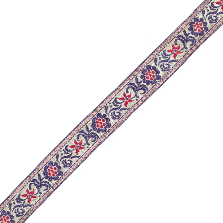 Metallic | Metallic Gold And Purple Floral Jacquard Ribbon – 1.5" Jacquard Jacquard