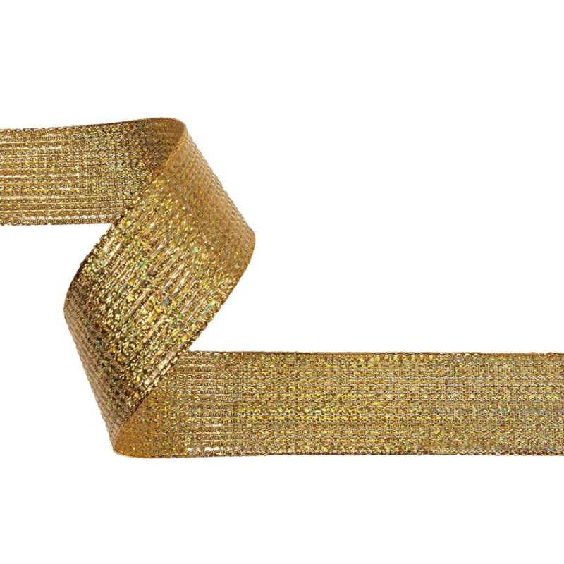 Metallic | Metallic Gold Iridescent Wire Edged Ribbon – 1.5" Metallic Gold