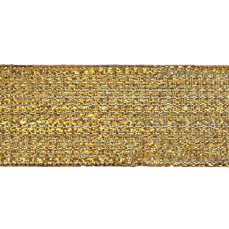 Metallic | Metallic Gold Iridescent Wire Edged Ribbon – 1.5" Metallic Gold