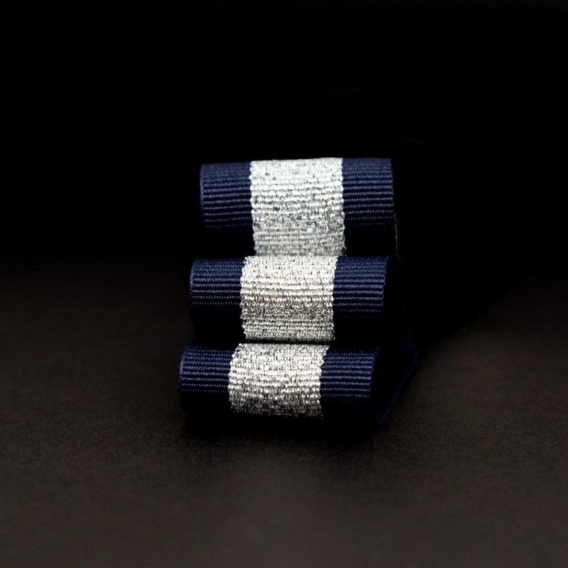 Metallic | Metallic Silver And Navy Striped Grosgrain Ribbon – 1" Grosgrain Grosgrain