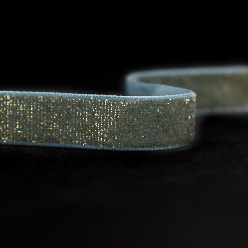 Metallic | Trooper Teal And Gold Glitter Velvet Ribbon – 0.625" Metallic Metallic