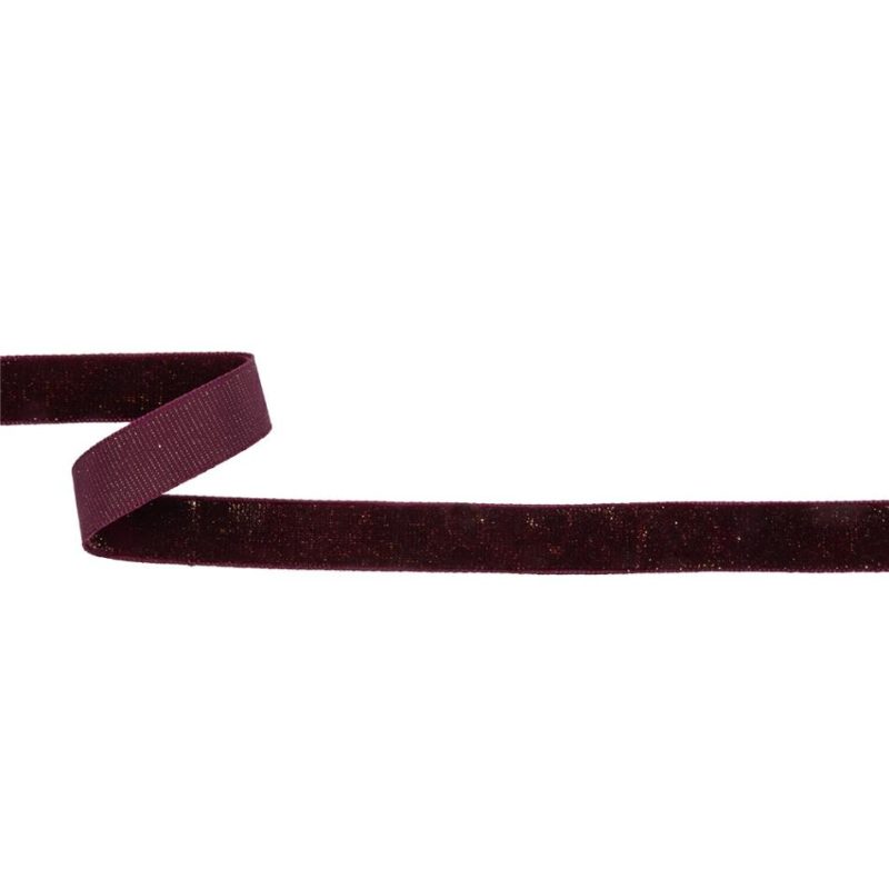 Metallic | Wine And Gold Glitter Velvet Ribbon – 0.625" Metallic Metallic