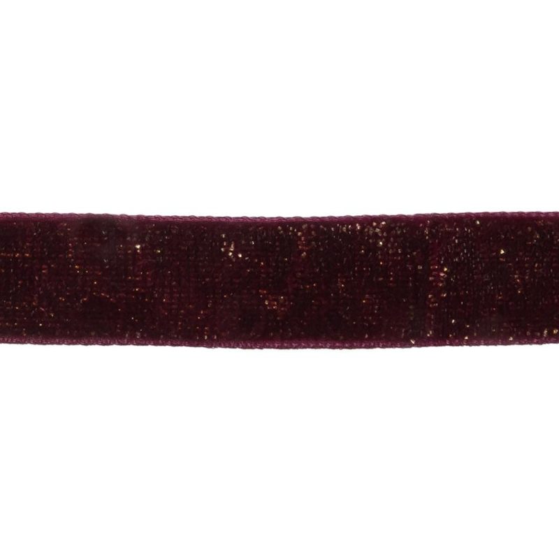 Metallic | Wine And Gold Glitter Velvet Ribbon – 0.625" Metallic Metallic