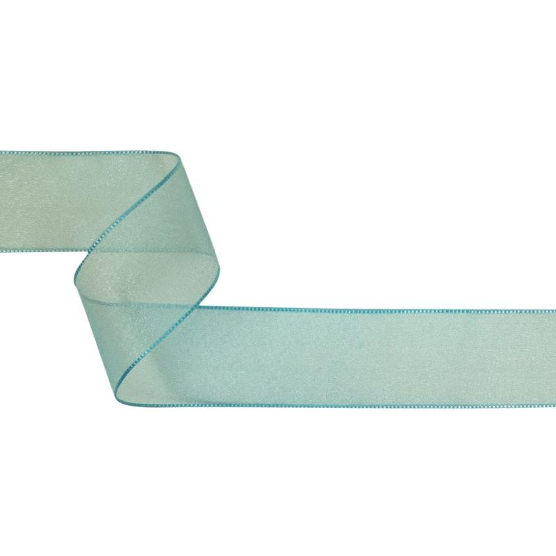 Organza | Sky Blue Shimmering Organza Ribbon With Woven Edges – 1.5" Organza Organza