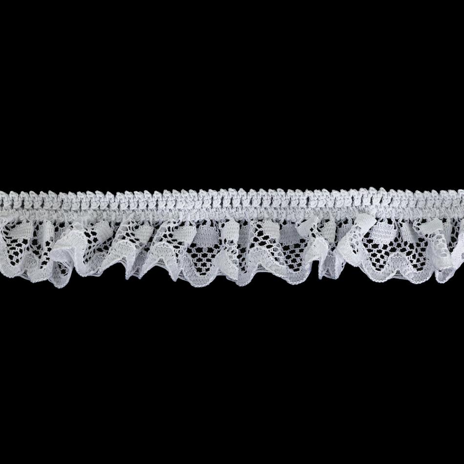 Pleated & Plisse | Snow White Ruffled Stretch Lace Trimming – 1" Pleated & Plisse Pleated & Plisse