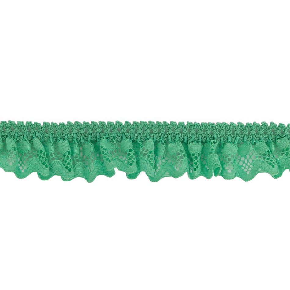 Pleated & Plisse | Spearmint Ruffled Stretch Lace Trimming – 1" Pleated & Plisse Pleated & Plisse