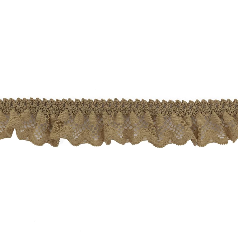 Pleated & Plisse | Desert Beige Ruffled Stretch Lace Trimming – 1" Pleated & Plisse Pleated & Plisse