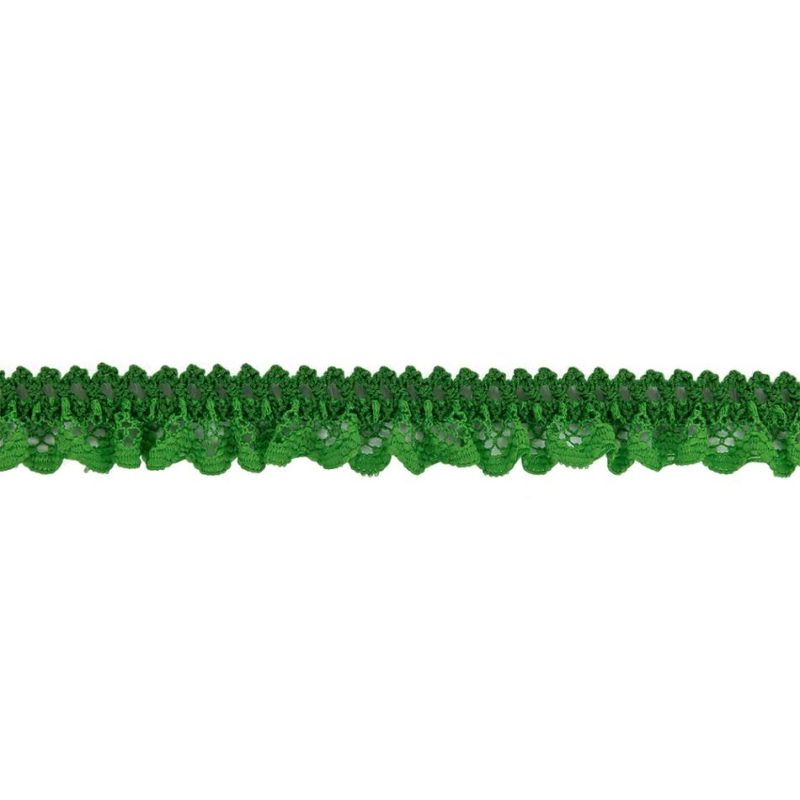 Pleated & Plisse | Grass Green Ruffled Stretch Lace Trimming – 0.625" Pleated & Plisse Pleated & Plisse