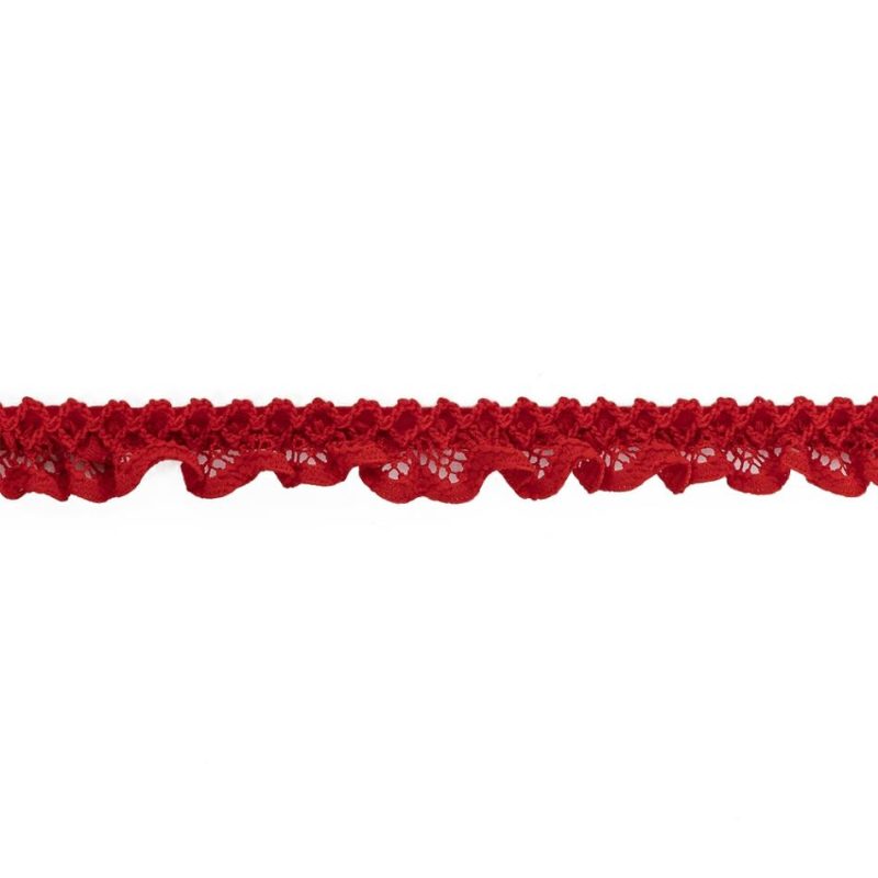 Pleated & Plisse | Fire Engine Red Criss Cross Crochet Trimming – 0.625" Pleated & Plisse Aura Orange