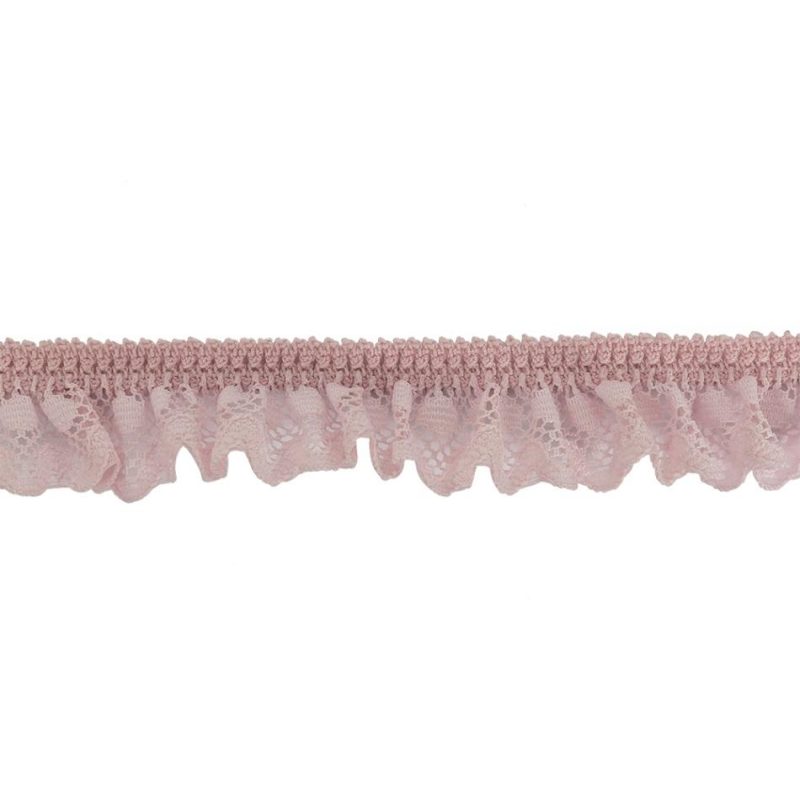 Pleated & Plisse | Primrose Pink Ruffled Stretch Lace Trimming – 1" Ribbons Pleated & Plisse