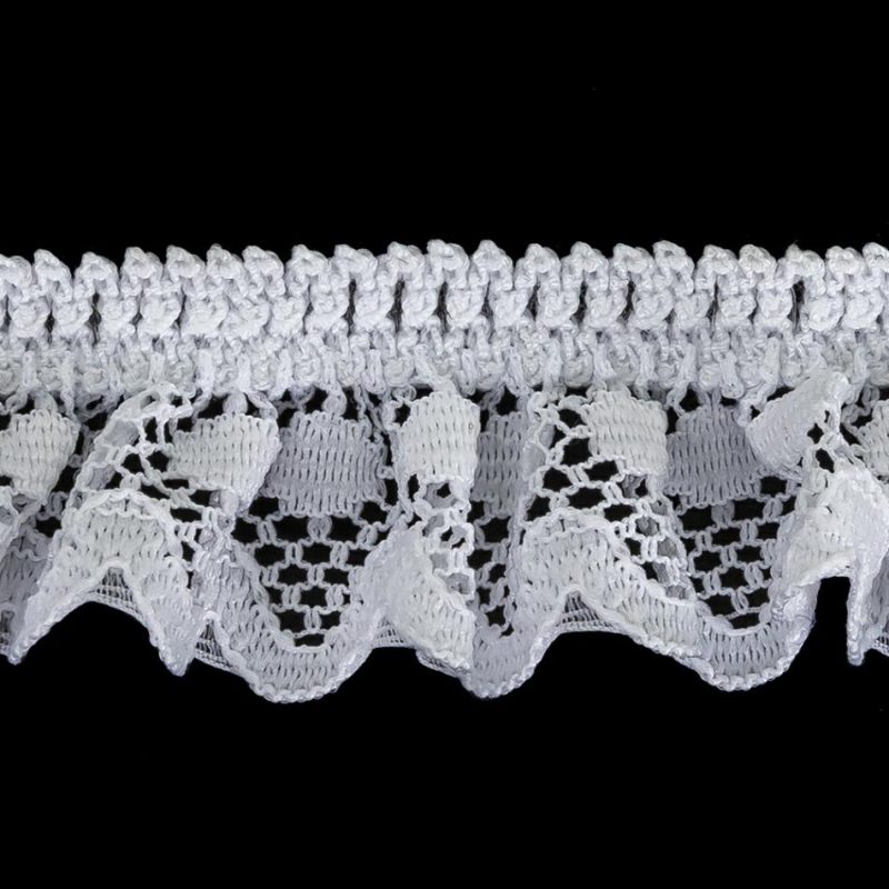 Pleated & Plisse | Snow White Ruffled Stretch Lace Trimming – 1" Pleated & Plisse Pleated & Plisse