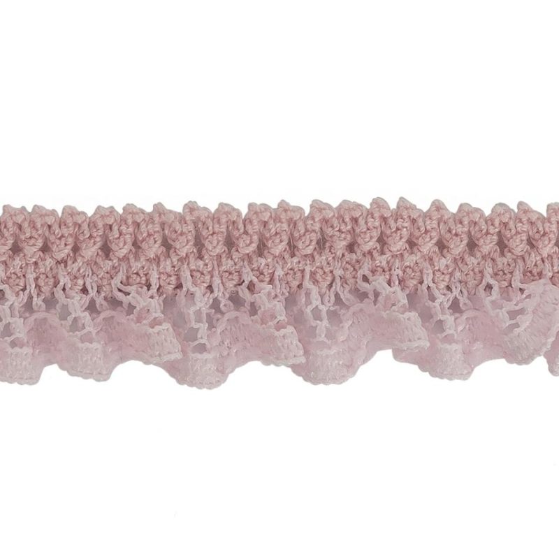 Pleated & Plisse | Primrose Pink Ruffled Stretch Lace Trimming – 0.625" Pleated & Plisse Pleated & Plisse